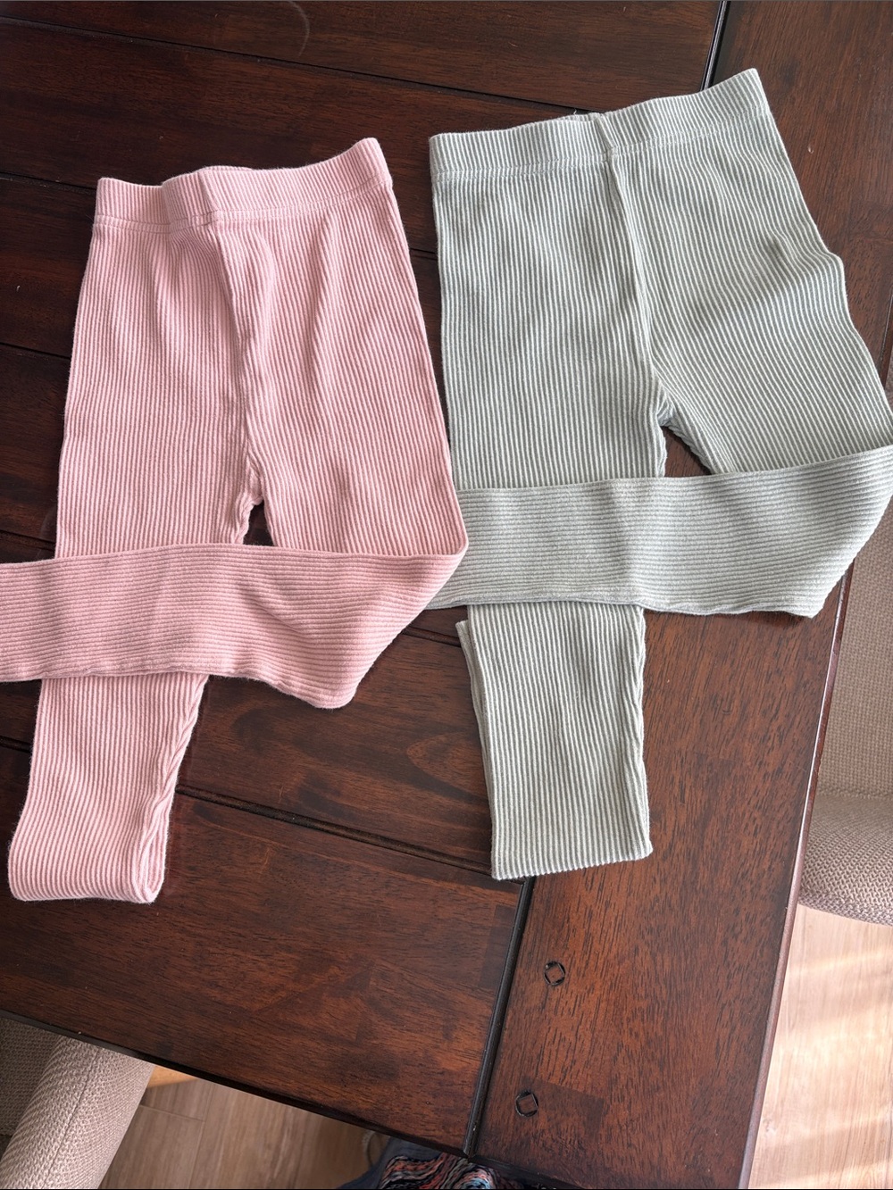 Kindly!!! Kids Ribbed Leggings - Pink and Light Green